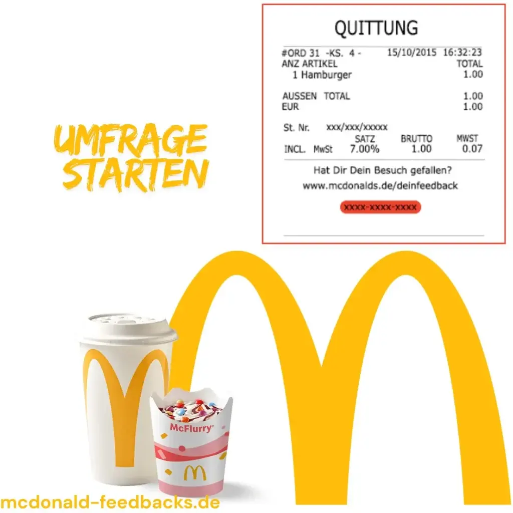 Kostenlose Prämie für die Teilnahme an der McDonald’s-Umfrage